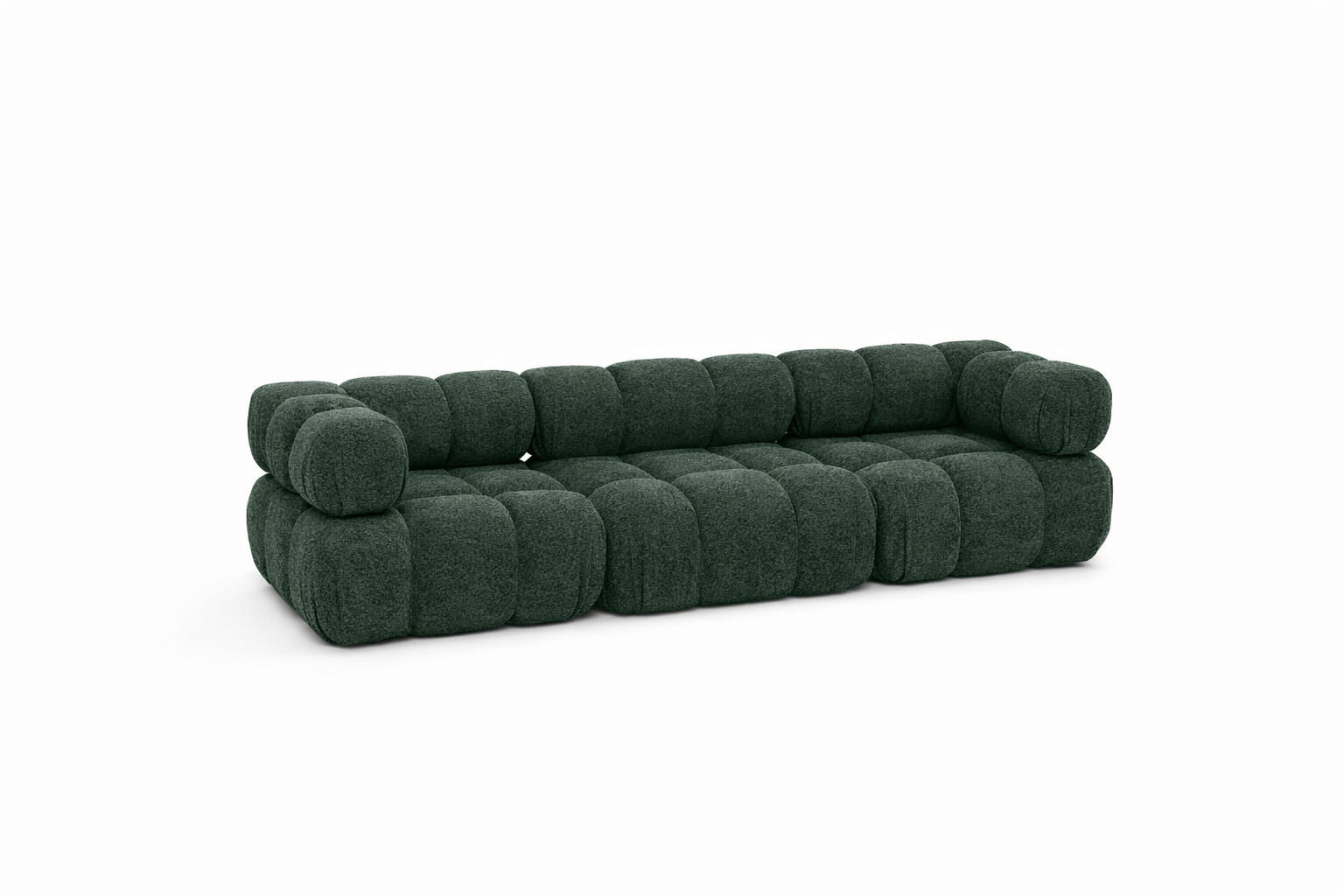 COUCH, 3-Sitzer Modular, Bouclé-Stoff Abriamo, Dunkelgrün, Selia - Dunkelgrün, Holz (285/70/95cm) - Kaiser Möbel