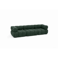 COUCH, 3-Sitzer Modular, Bouclé-Stoff Abriamo, Dunkelgrün, Selia - Dunkelgrün, Holz (285/70/95cm) - Kaiser Möbel