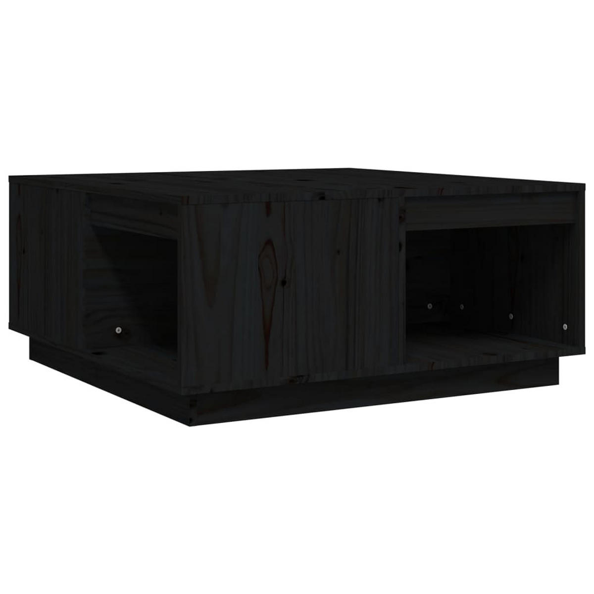 COUCHTISCH Schwarz 80x81x36,5 cm Massivholz Kiefer - Schwarz, Holz (80/81/36.5cm) - furnicato
