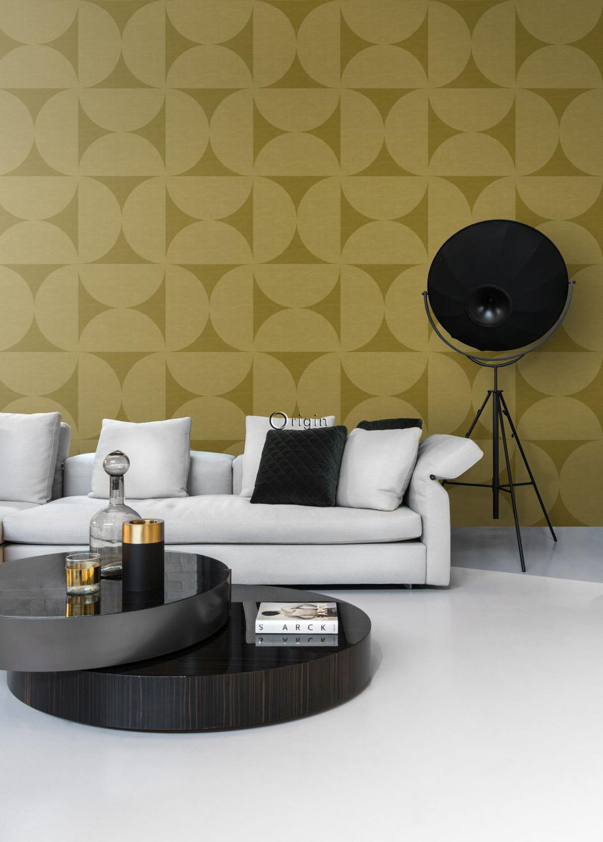 XXL-VLIESTAPETE Halbkreise 50 x 900 cm - Gelb, Papier (50/900cm) - Origin Wallcoverings