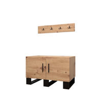 GARDEROBENBANK 52/84/45,6 2-türig - Schwarz/Eiche Artisan, Holz/Kunststoff (84/52/45.6cm) - Abiks Möbel