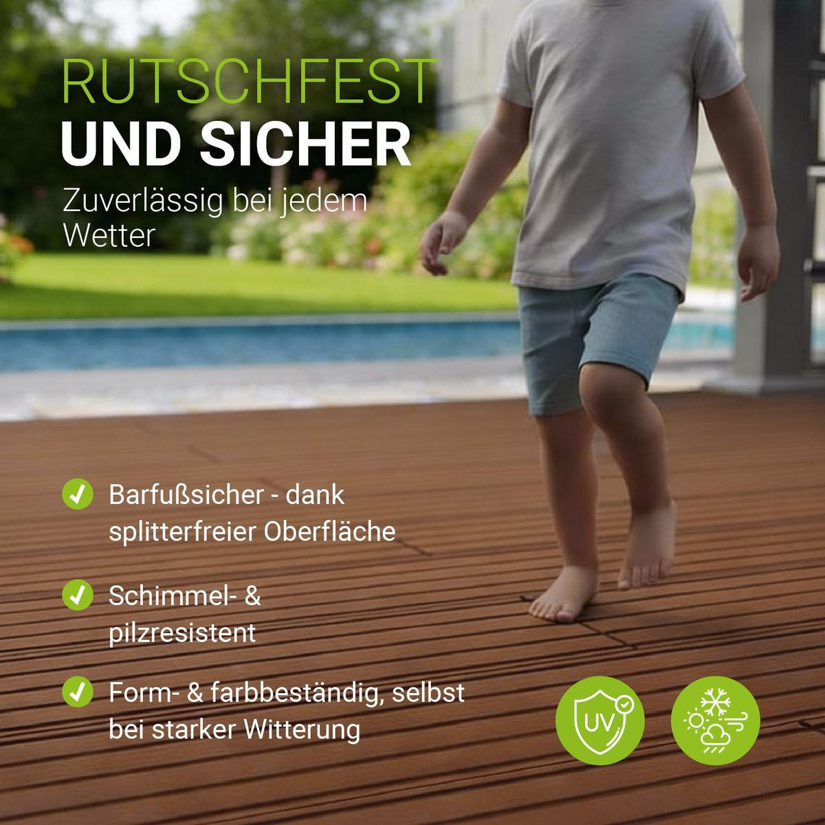 TERRASSENDIELEN WPC Teak 10 m² - Teakfarben, Kunststoff (220/14.6/2.5cm) - Juskys