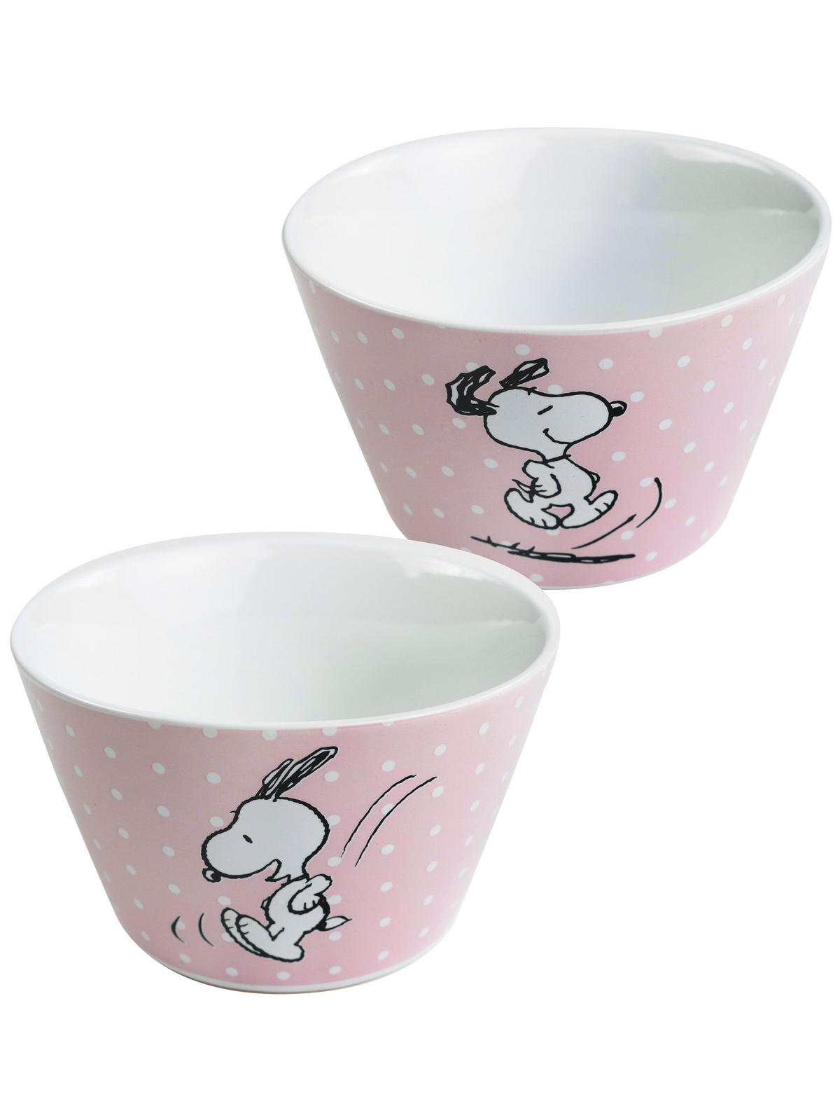 MÜSLISCHALE Snoopy Porzellan Rosa mit Punkten 500 ml - Rosa, Keramik (14cm) - United Labels