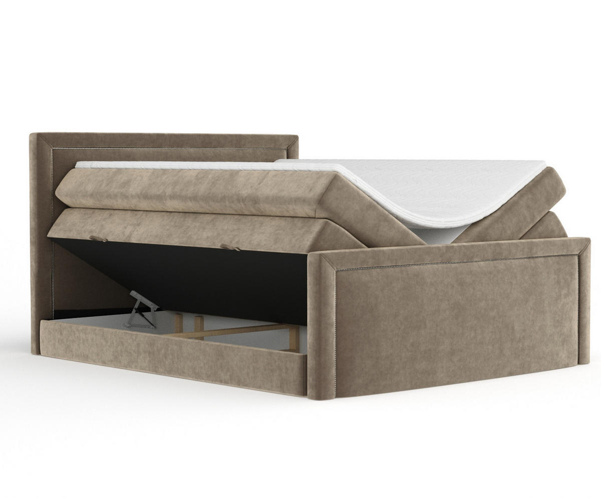 BOXSPRINGBETT Lavenda Braun 160/200 cm - Schwarz/Braun, Holz/Holzwerkstoff (160/200cm) - Maison de Reve