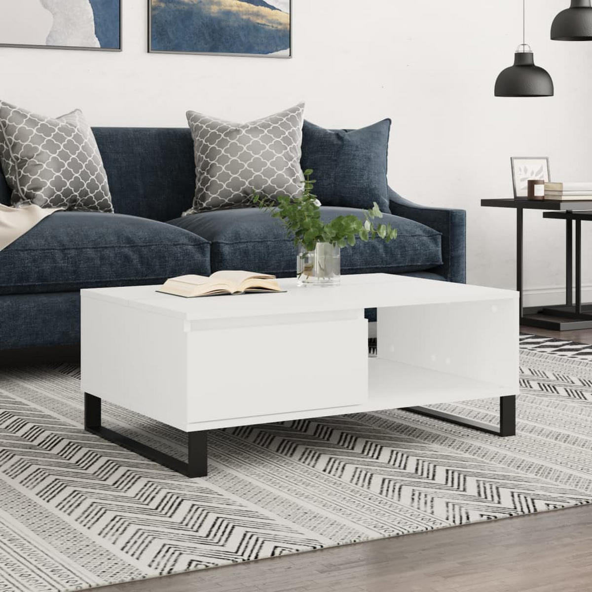 COUCHTISCH Weiß 90x60x35 cm Holzwerkstoff - Weiß, Holzwerkstoff (90/60/35cm) - furnicato