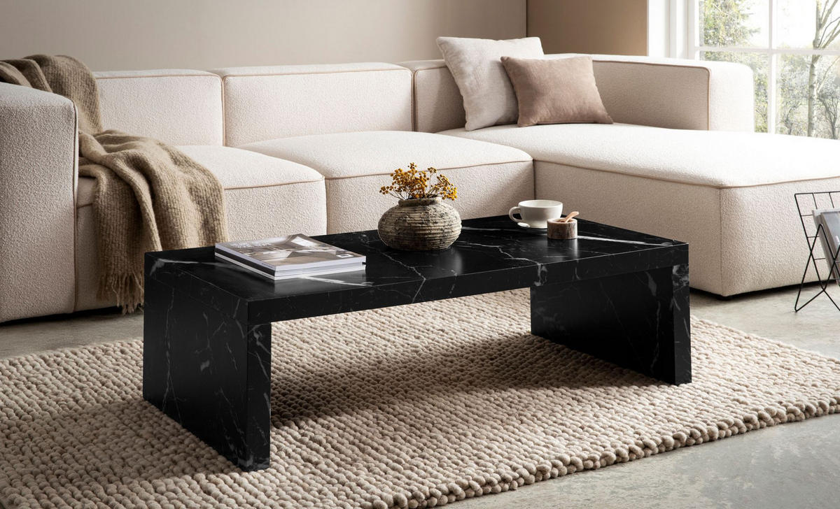 COUCHTISCH in Beton-Optik, zeitloses Design, rechteckig, schlicht, Schwarz 110x55x35 cm - Schwarz, Holzwerkstoff (55/110/35cm) - KADIMA DESIGN