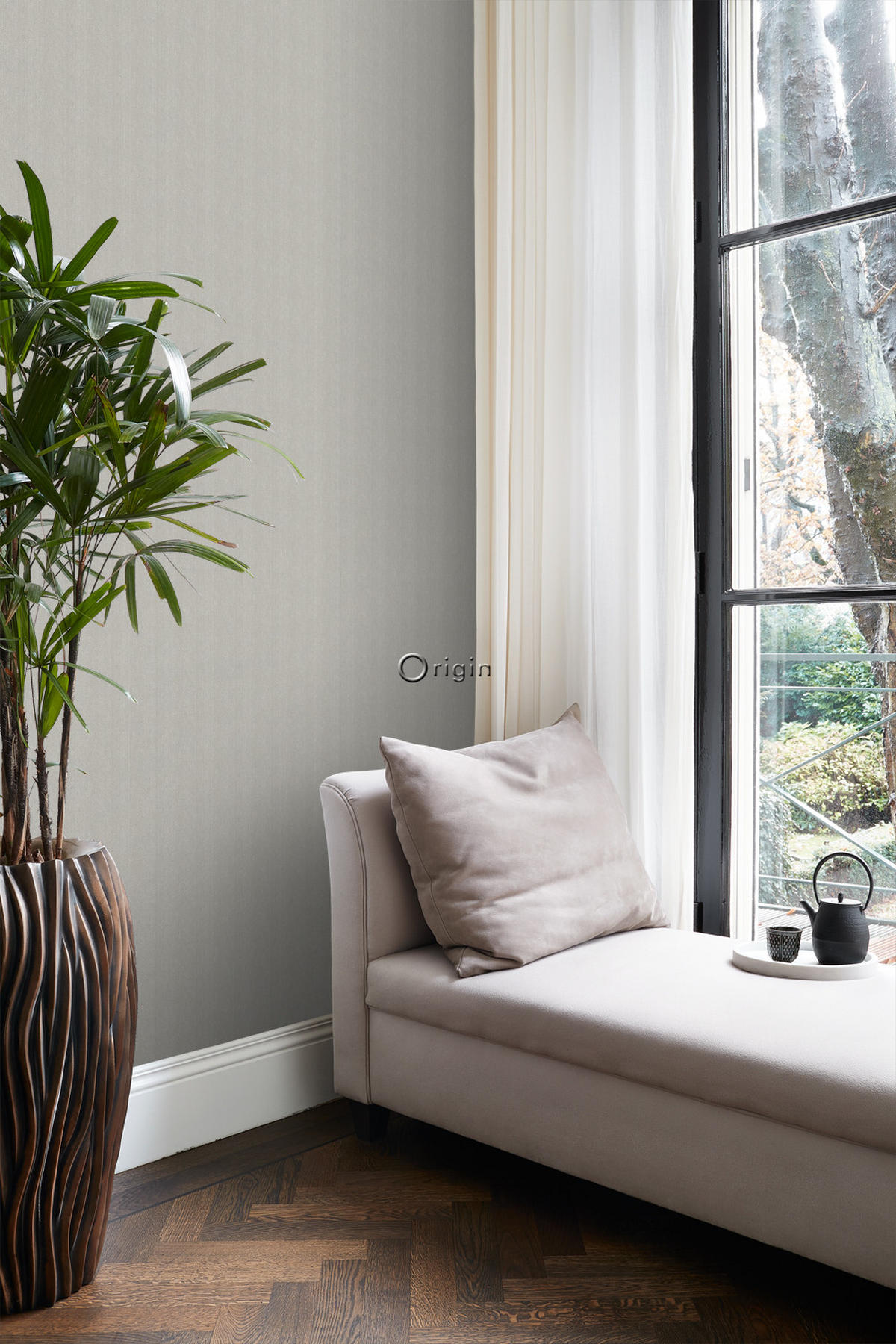 TAPETE Fischgrätmuster 53 cm x 10.05 m - Grau, Papier (53/1000cm) - Origin Wallcoverings