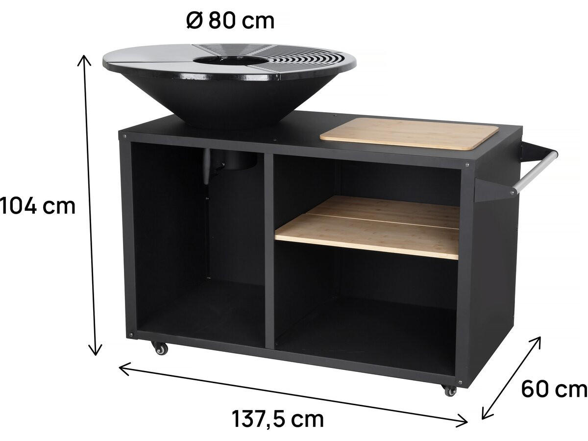 HOLZKOHLENGRILL maréchal Schwarz - Schwarz, Metall (81/96/142cm) - Habitat Garten