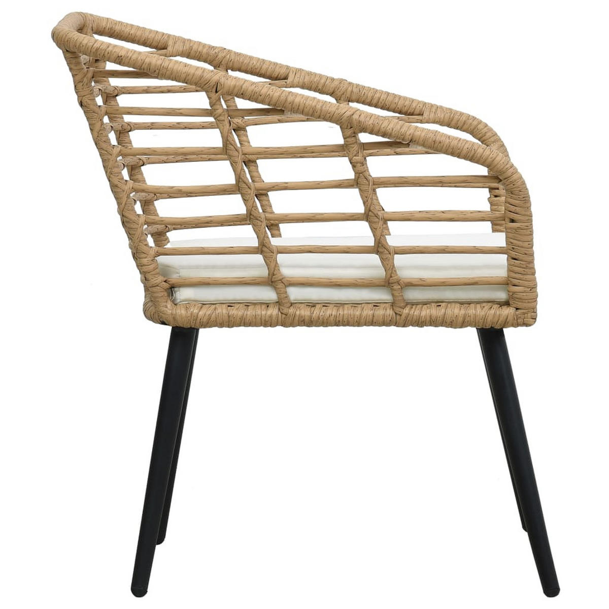 GARTENSTÜHLE 2er Set Mit Auflagen Poly Rattan Eiche - Creme/Braun, Kunststoff/Textil (63.5/77/53.5cm) - vidaXL