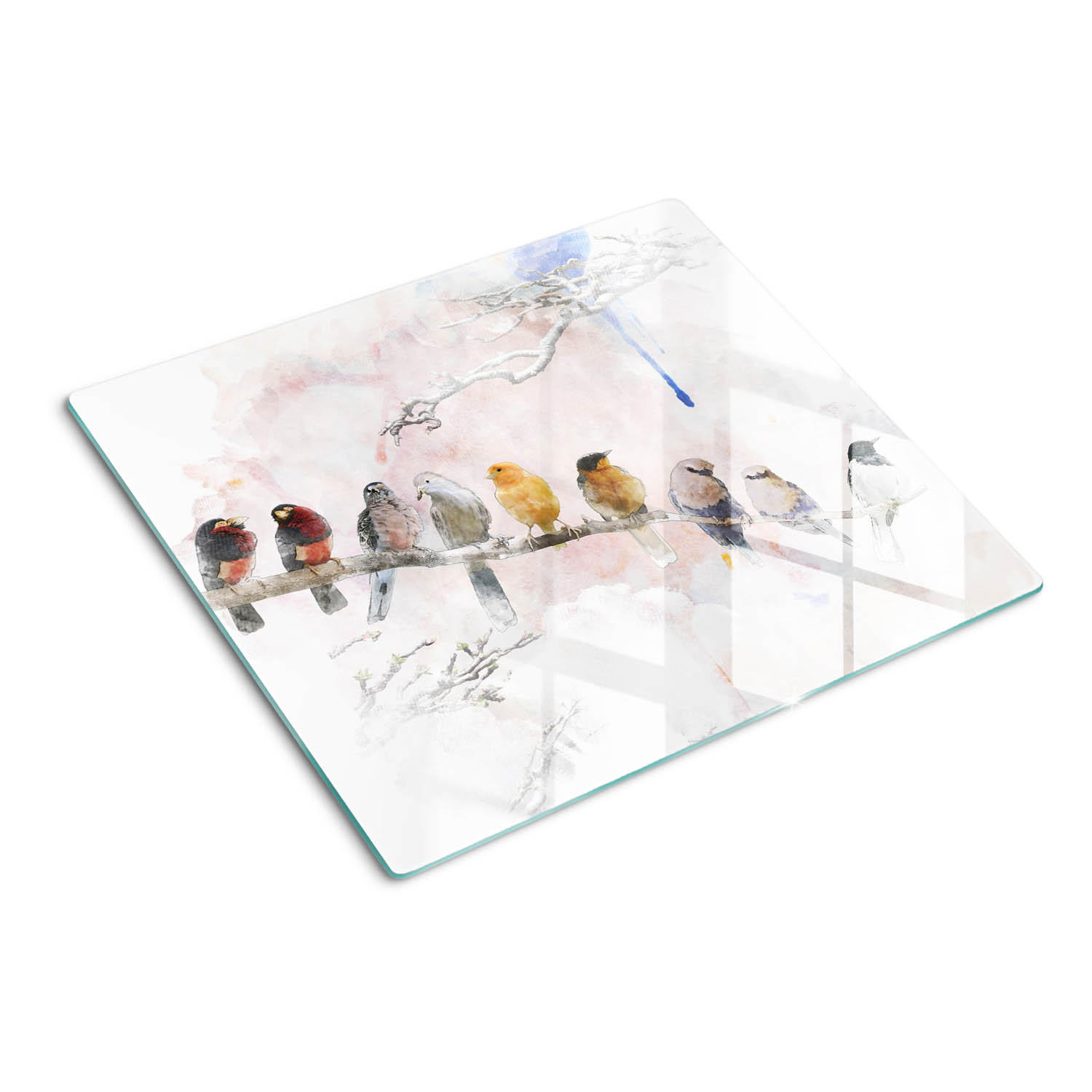 GLASPLATTE 60x52 cm Vögel auf einem Ast - Braun, Glas (60/0.4/52cm) - TULUP
