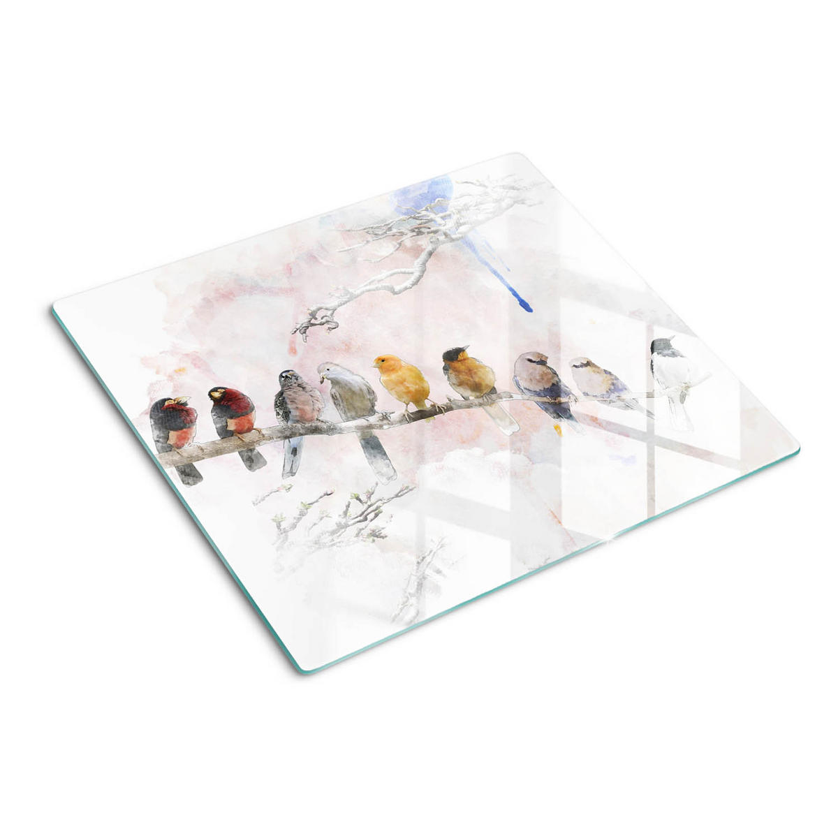 GLASPLATTE 60x52 cm Vögel auf einem Ast - Braun, Glas (60/0.4/52cm) - TULUP