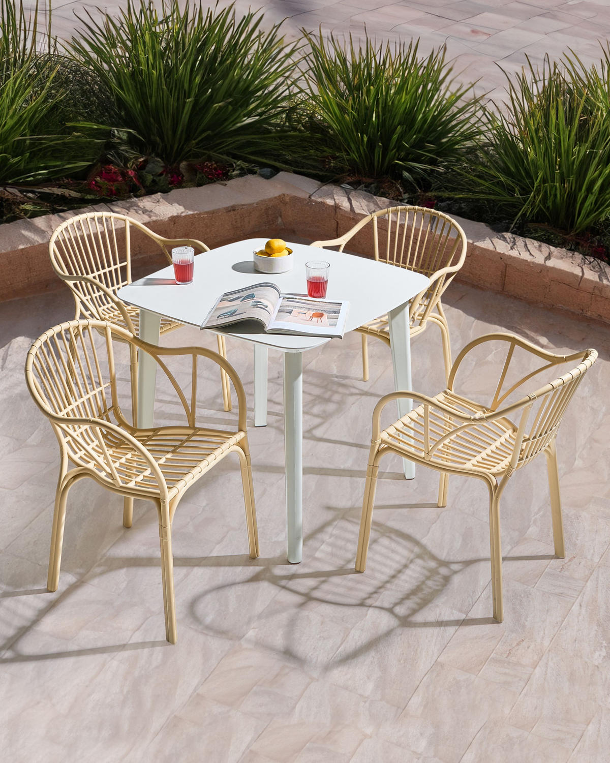 GARTENSTUHL 4er-Set Beige Andora - Beige, Kunststoff (53/78/50cm) - Beliani