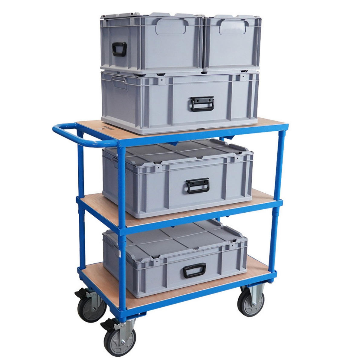 TISCHWAGEN mit 3 Etagen 99x98x50cm Traglast 400kg Lichtblau - Blau, Metall (50/98/99cm) - PROREGAL