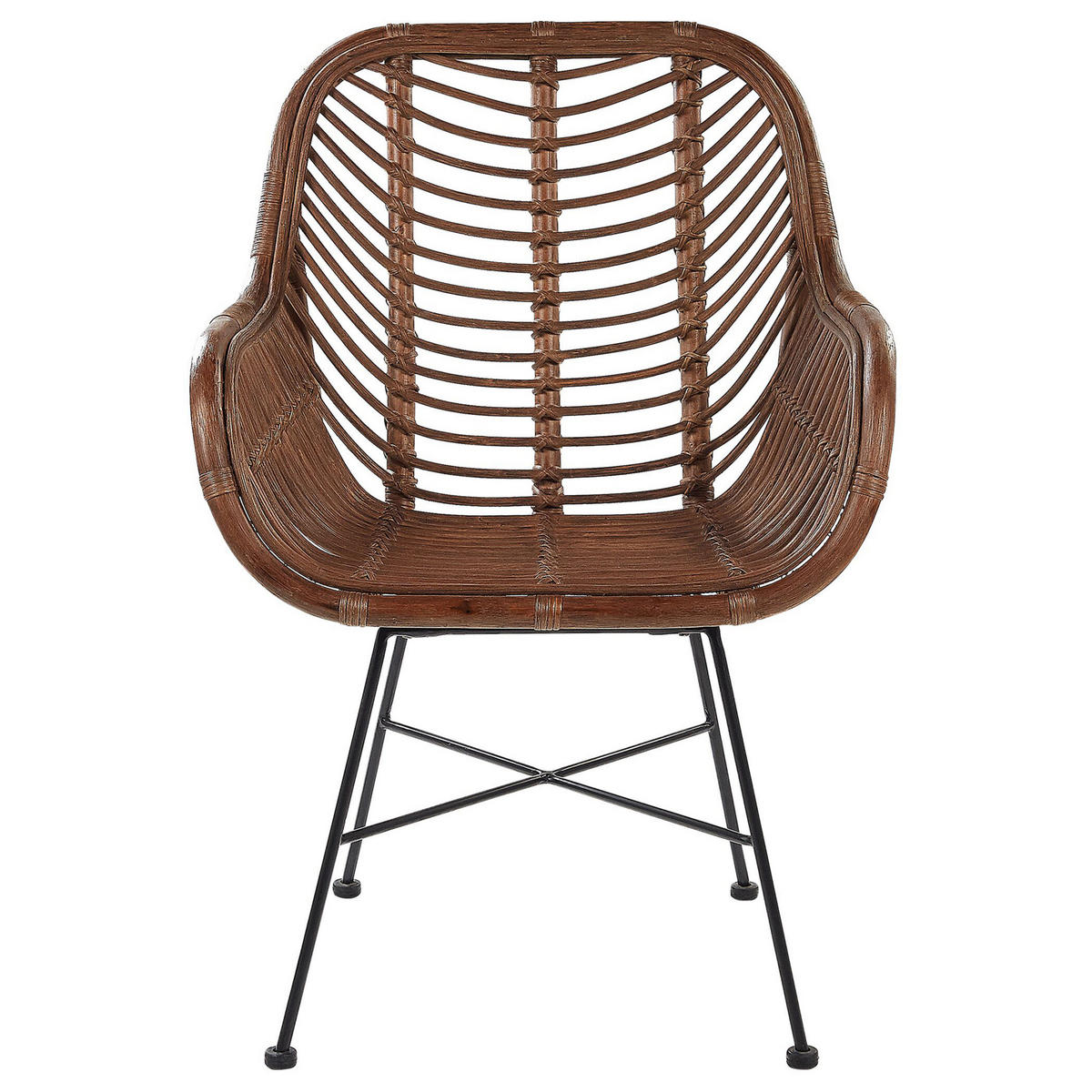 RATTANSTUHL Rattan Braun Canora - Braun, Naturmaterialien/Metall (64/89/51cm) - Beliani