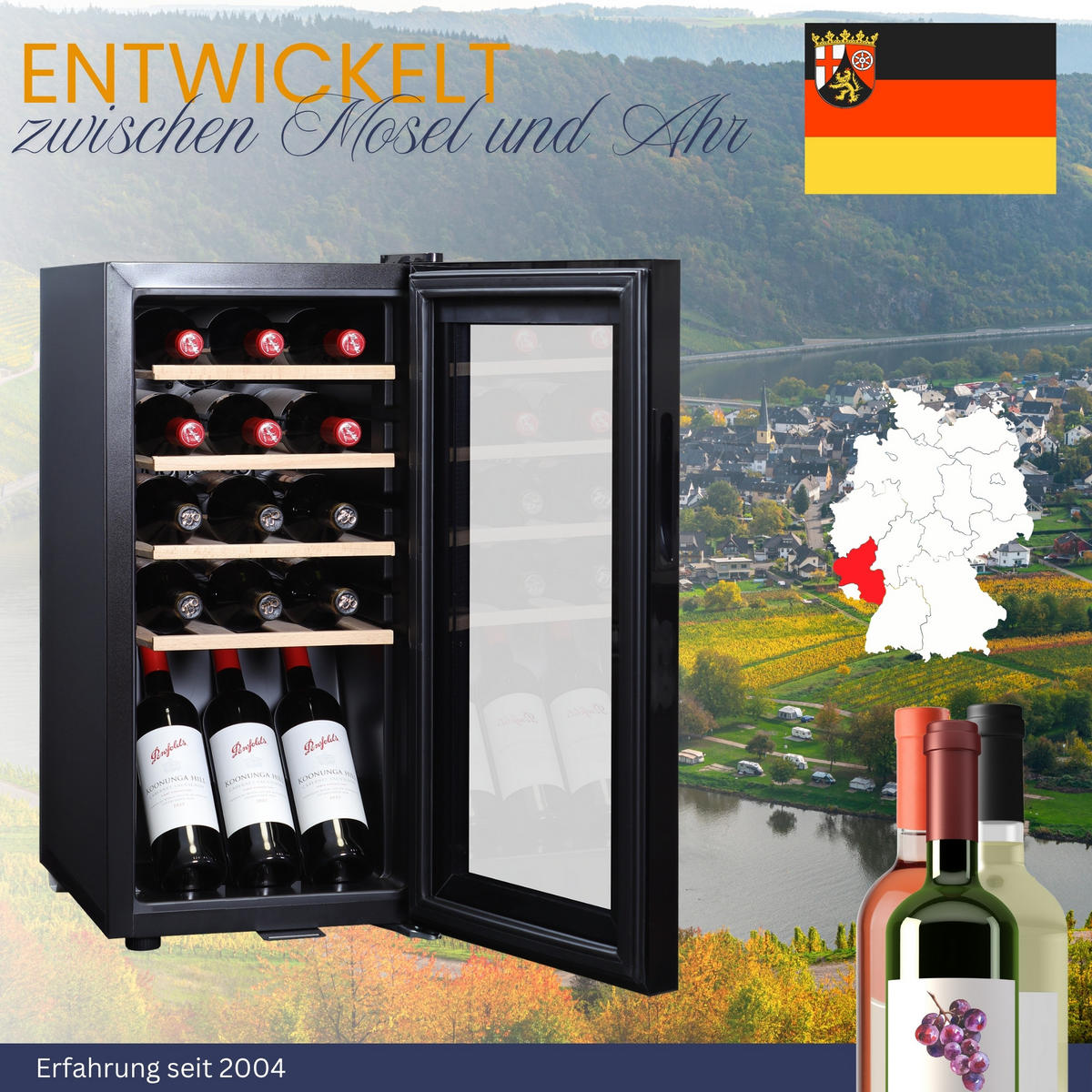 WEINKÜHLSCHRANK WK 50 - Schwarz, Metall (34.5/69cm) - Sommertal