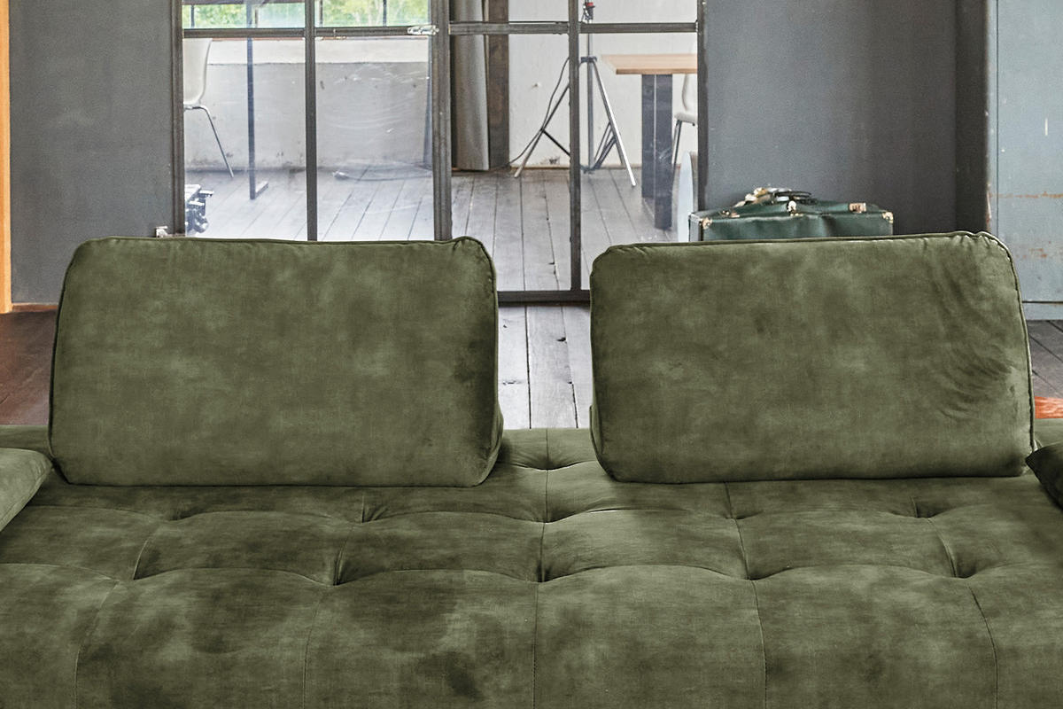 SOFA WIOLO Grün Velvet - Silberfarben/Grün, Textil (240/80/110cm) - KAWOLA