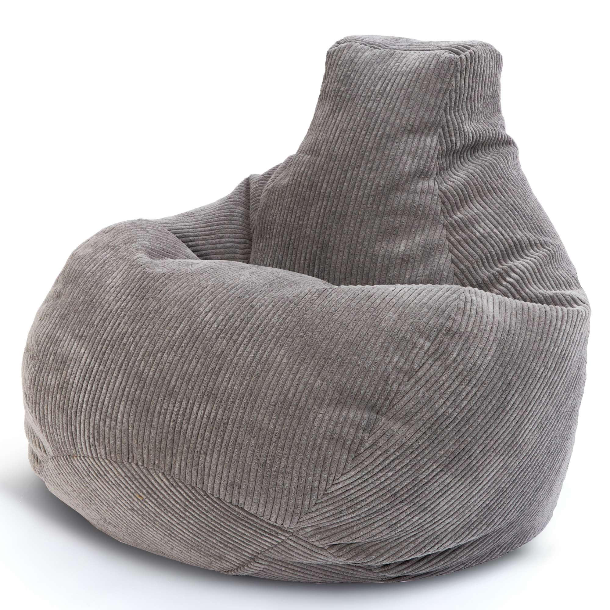 SITZSACK MIT RÜCKENLEHNE Cozy Cord - Hellgrau, Textil (80/90/90cm) - Green Bean