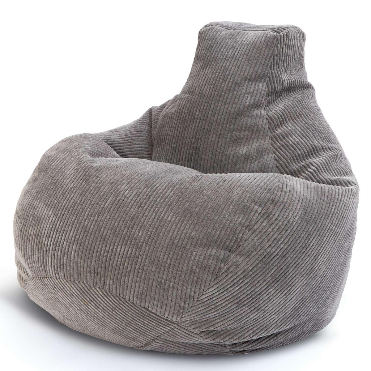 SITZSACK MIT RÜCKENLEHNE Cozy Cord - Hellgrau, Textil (80/90/90cm) - Green Bean
