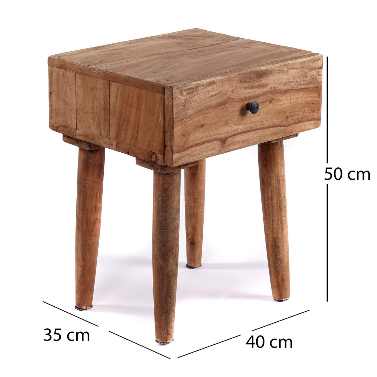 BEISTELLTISCH Sleek 50 Mahagoni Holz, mit Schublade naturfarben - Braun, Holz (35/40/50cm) - CREEDWOOD