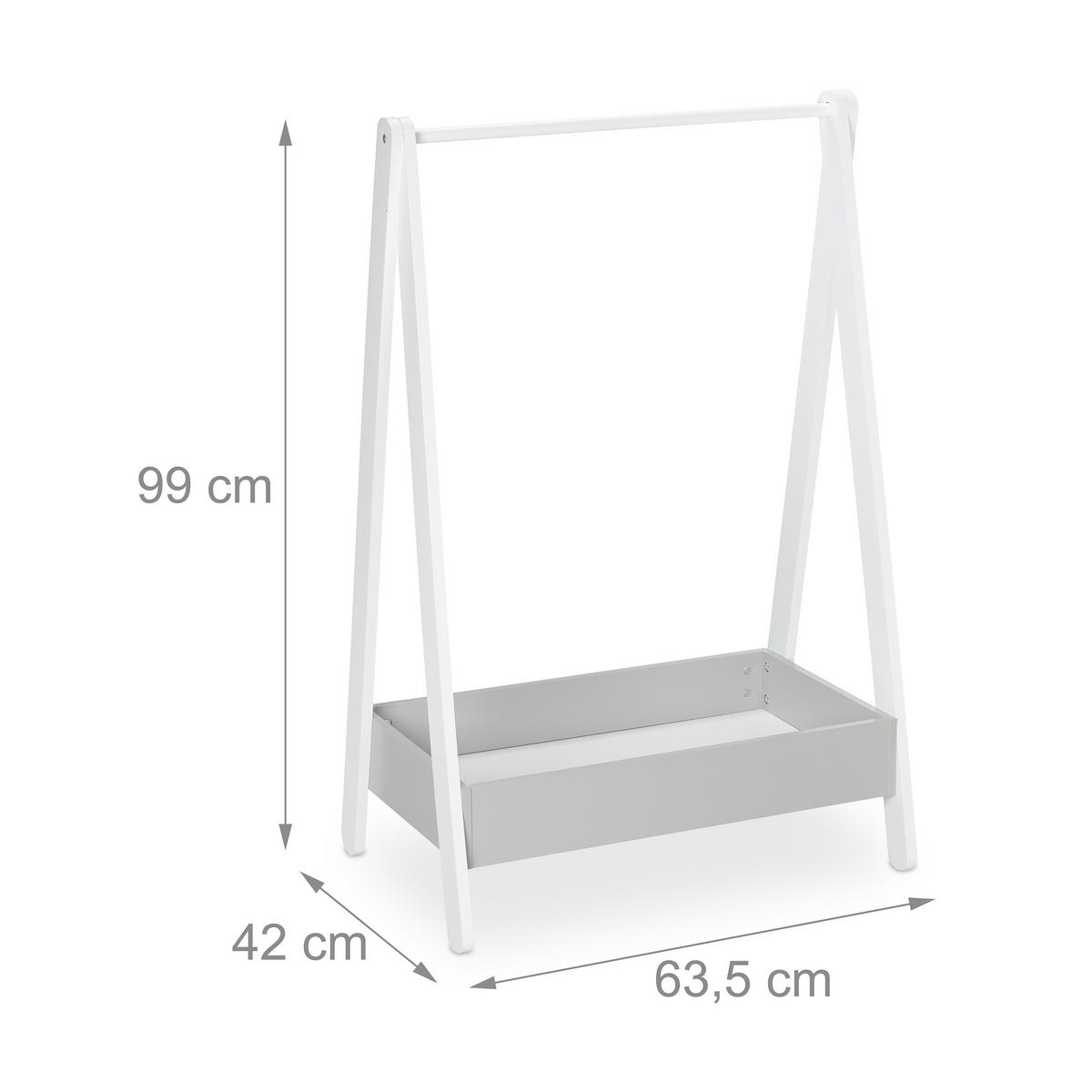 STOJAN na detské šaty - biela, drevo/kompozitné drevo (63.5/99/42cm) - Relaxdays
