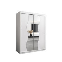 SCHWEBETÜRENSCHRANK 200/150/62 2-türig - Silberfarben/Weiß, Holz/Kunststoff (150/200/62cm) - Abiks Möbel