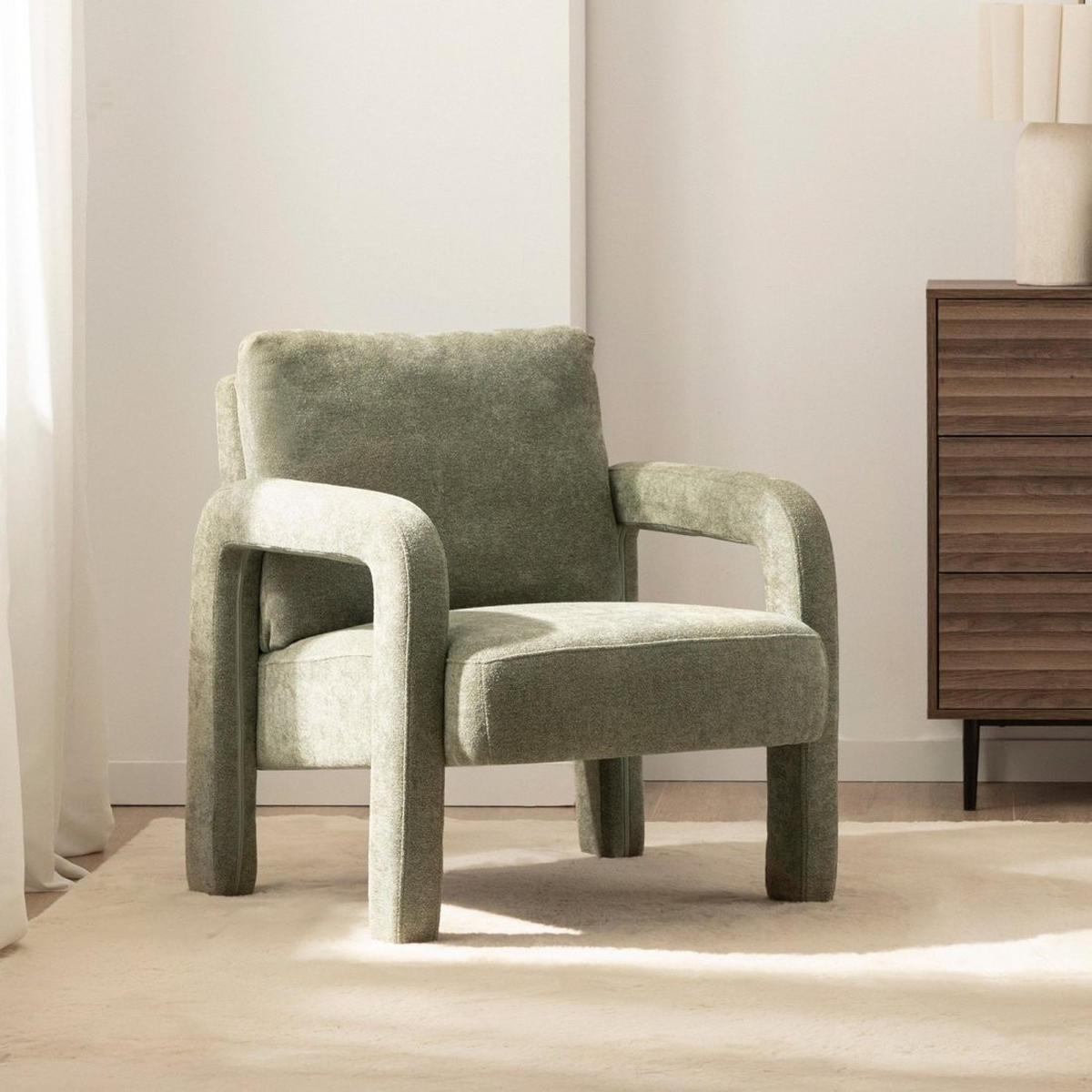 LESESESSEL Runa Grün 72 cm x 81 cm - Grün, Textil (72/81/79cm) - Klast Home