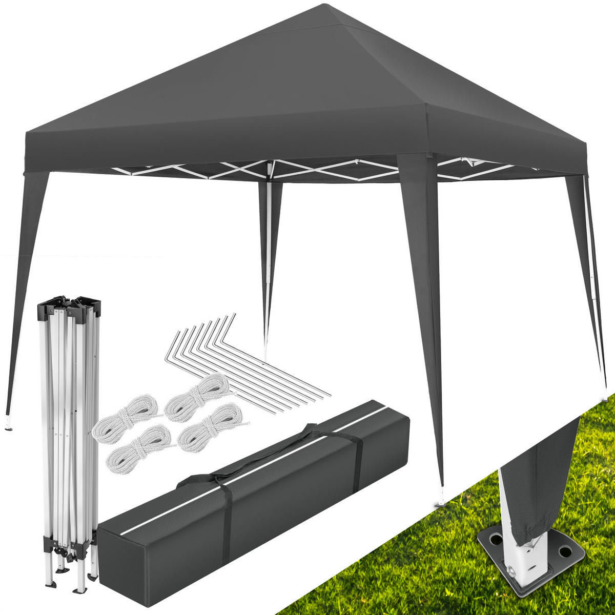 PAVILLON Linosa,inklusive Spannseile, Heringe und Tragetasche,grau - Grau, Kunststoff (300/255/300cm) - tectake