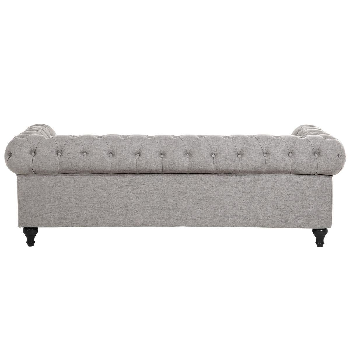 3-SITZER-SOFA Polyester Grau Chesterfield - Hellgrau, Textil (202/70/75cm) - Beliani