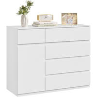KOMMODE 5 Schubladen 100B x 40T x 80H cm Weiß - Weiß, Holzwerkstoff (100/80/40cm) - Woltu