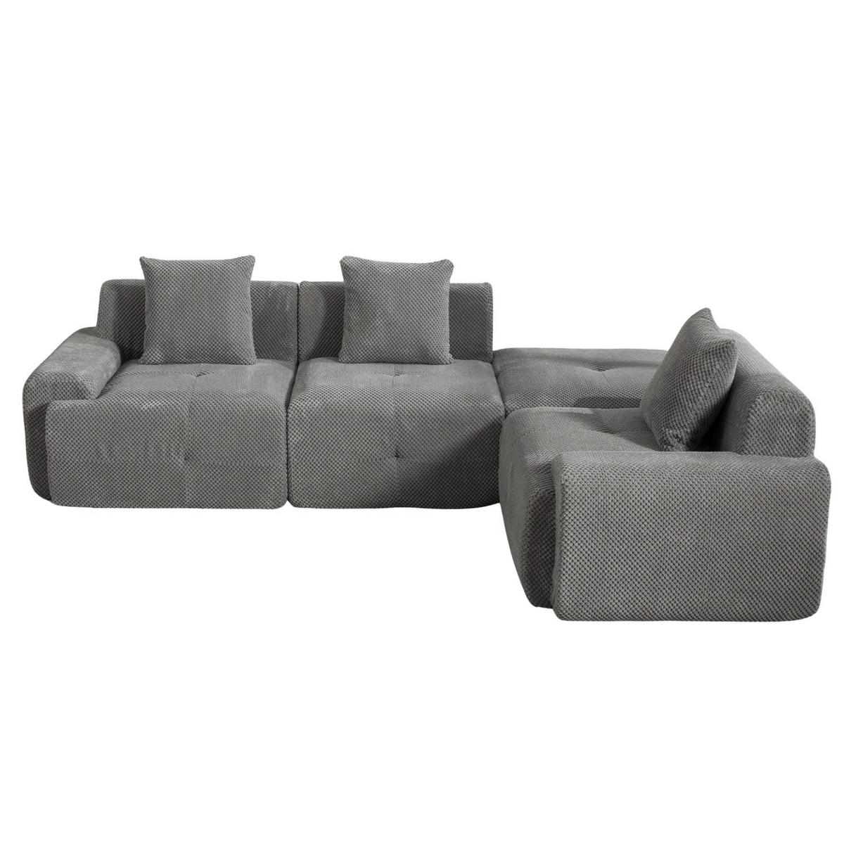 SOFA Modulární pohovka z žinylky šedá bez montáže - šedá, textil (266/176cm) - Urban Meuble