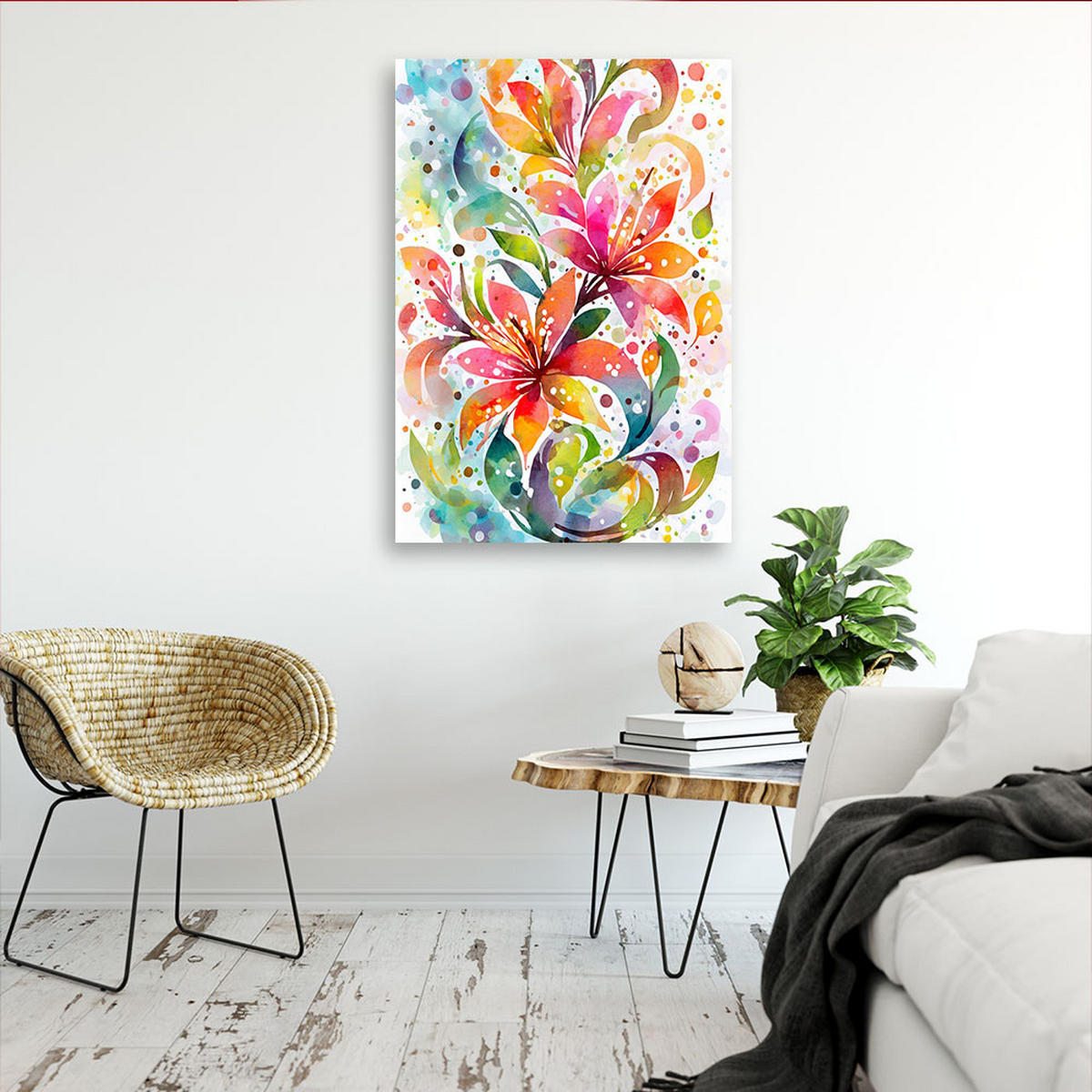 LEINWANDBILD Blumen 60x90cm - Multicolor, Textil (60/90cm) - Feeby