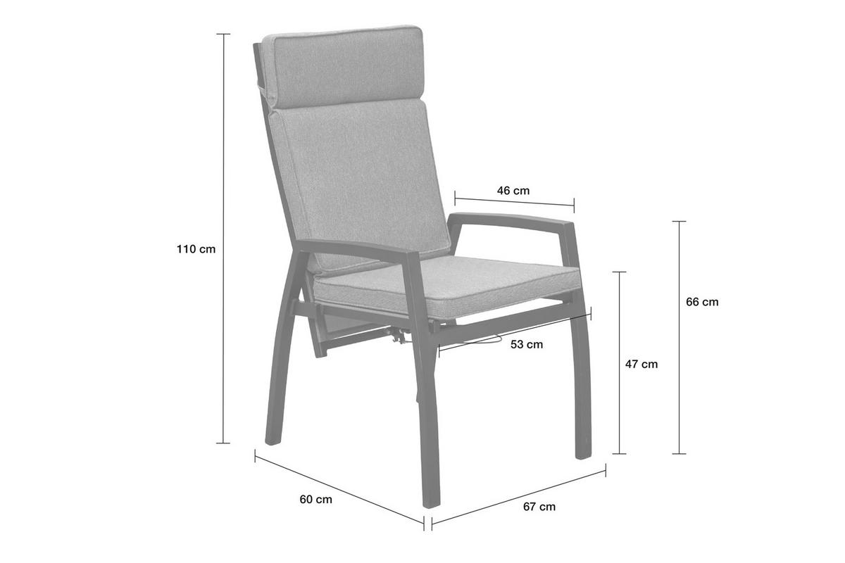 GARTENSTUHL Kalifornien 109x67x60 cm, Metall, Anthrazit - Anthrazit, Metall (67/109/60cm) - dasmöbelwerk