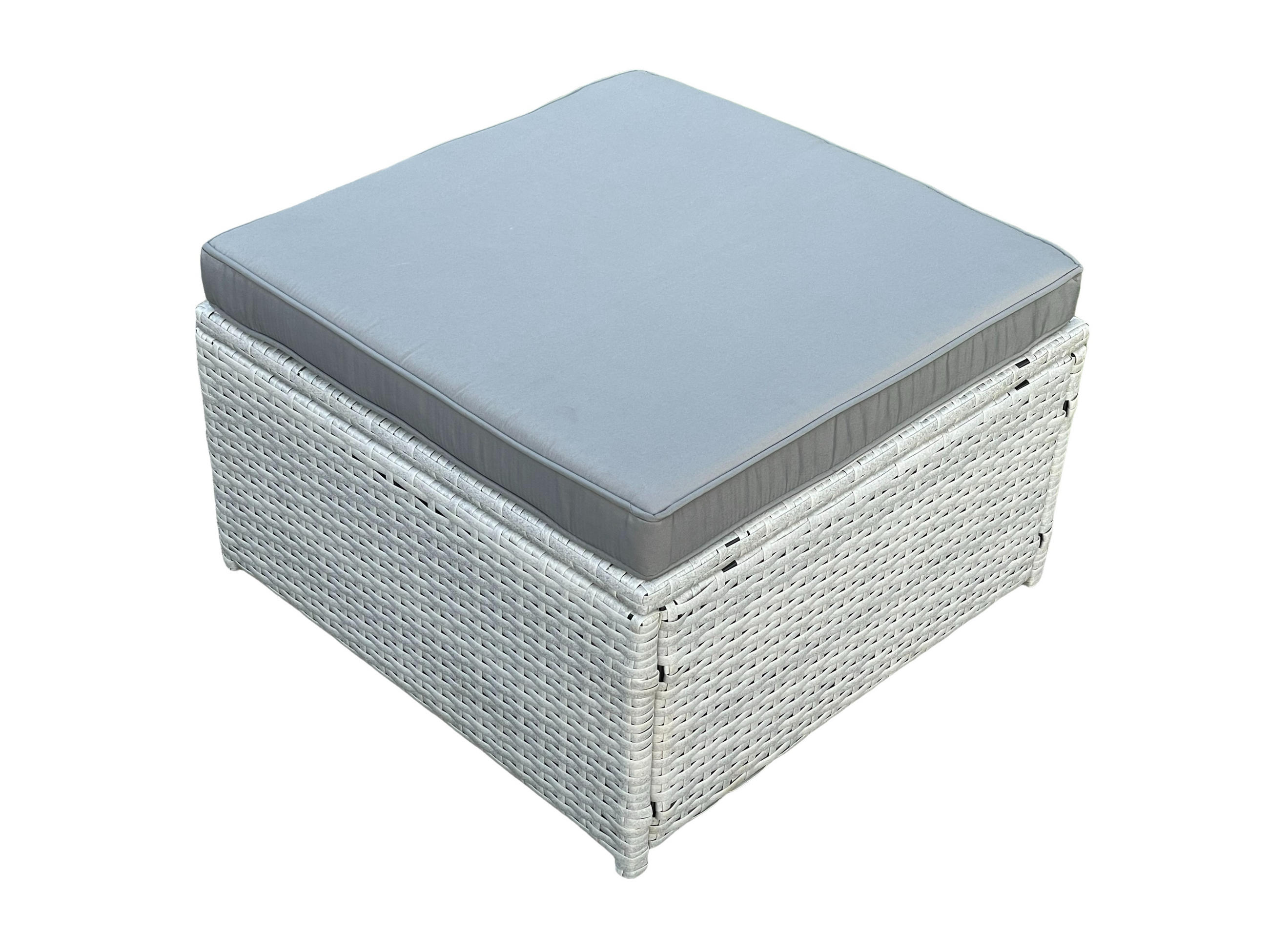 HOCKER Polyrattan Helles Grau - Hellgrau, Metall (65/34/65cm) - Fimous
