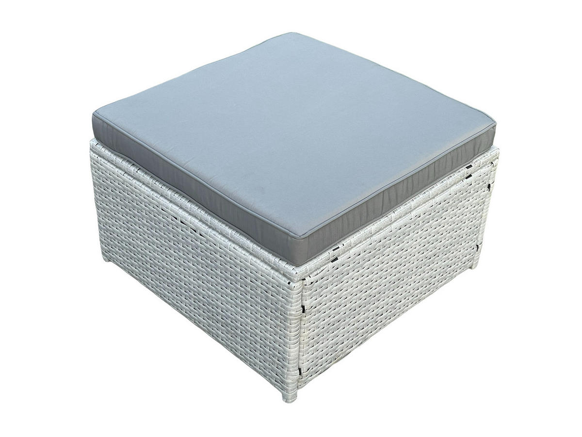 HOCKER Polyrattan Helles Grau - Hellgrau, Metall (65/34/65cm) - Fimous