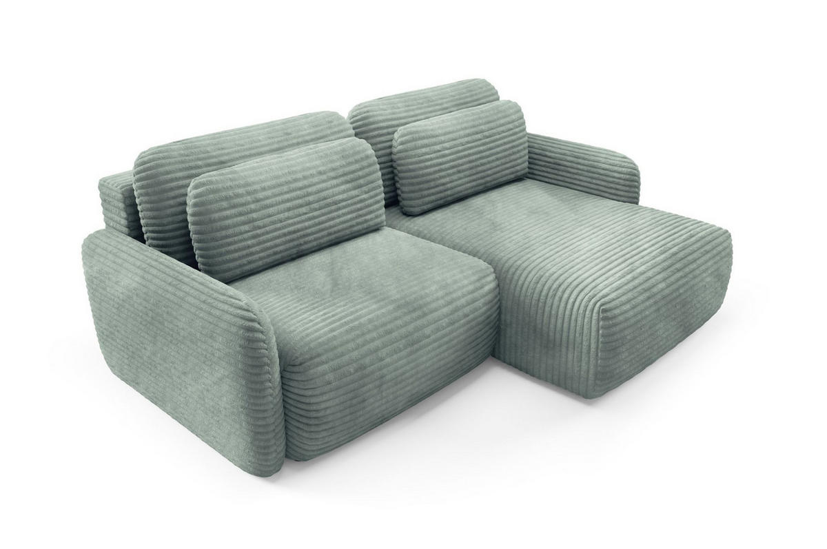 ECKSOFA Simone Mit Schlaffunktion - Grün, Holzwerkstoff/Textil (165/240cm) - Fun Möbel