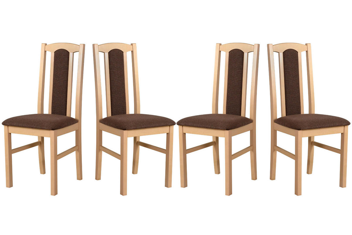ESSZIMMERSTUHL – Set 4x Bos 7 Sonoma, soro 28 - Braun/Sonoma Eiche, Holz (43/96/40cm) - Leaf Design