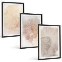BILDER SET 3er Set - 40x60 cm Schwarzer Rahmen - Warme Aquarell-Pastelltexturen - Schwarz, Kunststoff (40/60cm) - TULUP
