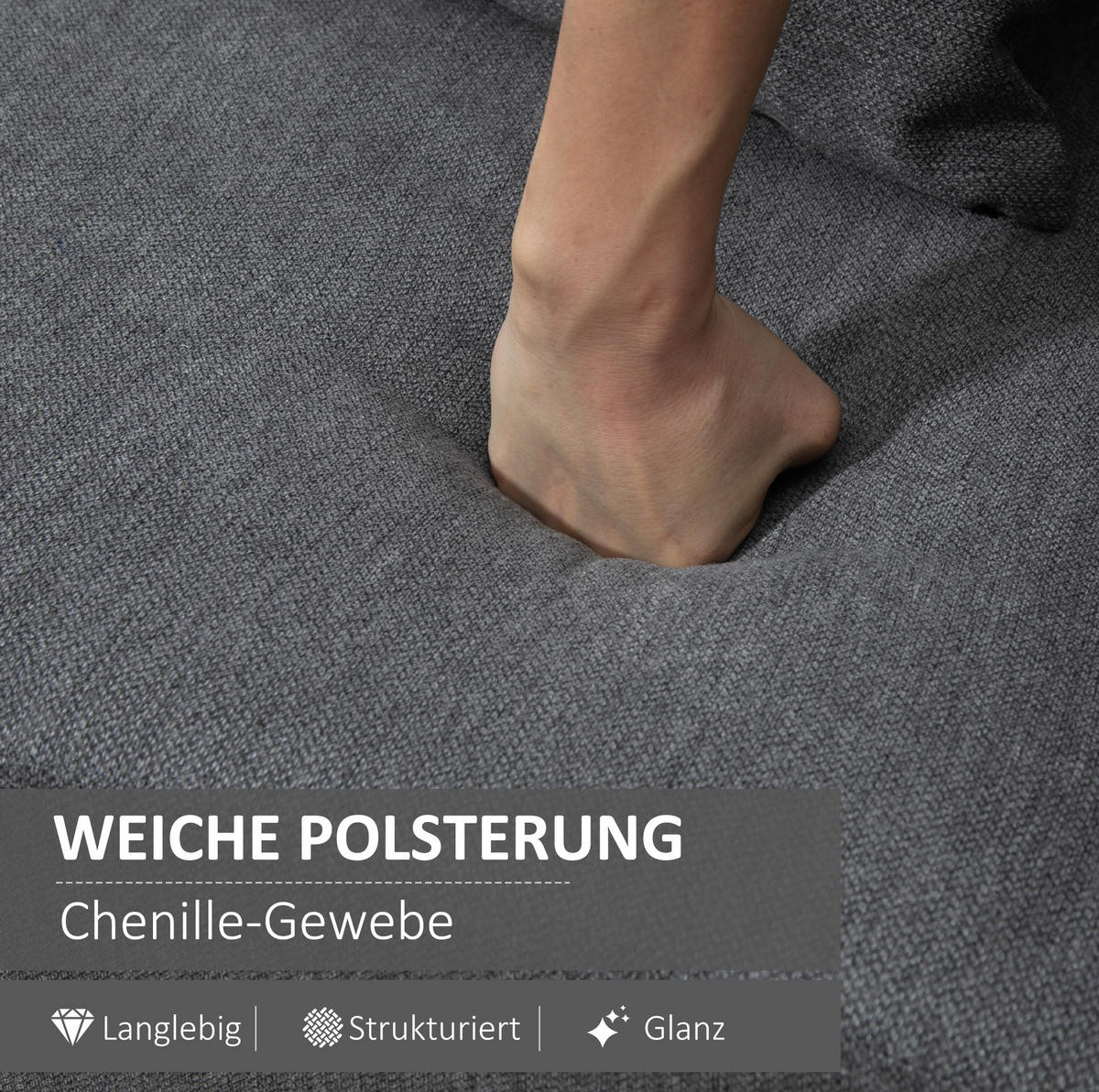 SOFA 2-Sitzer mit 2 Kissen 130 cm Grau - Grau, Holzwerkstoff (130/80/70cm) - Meubliv