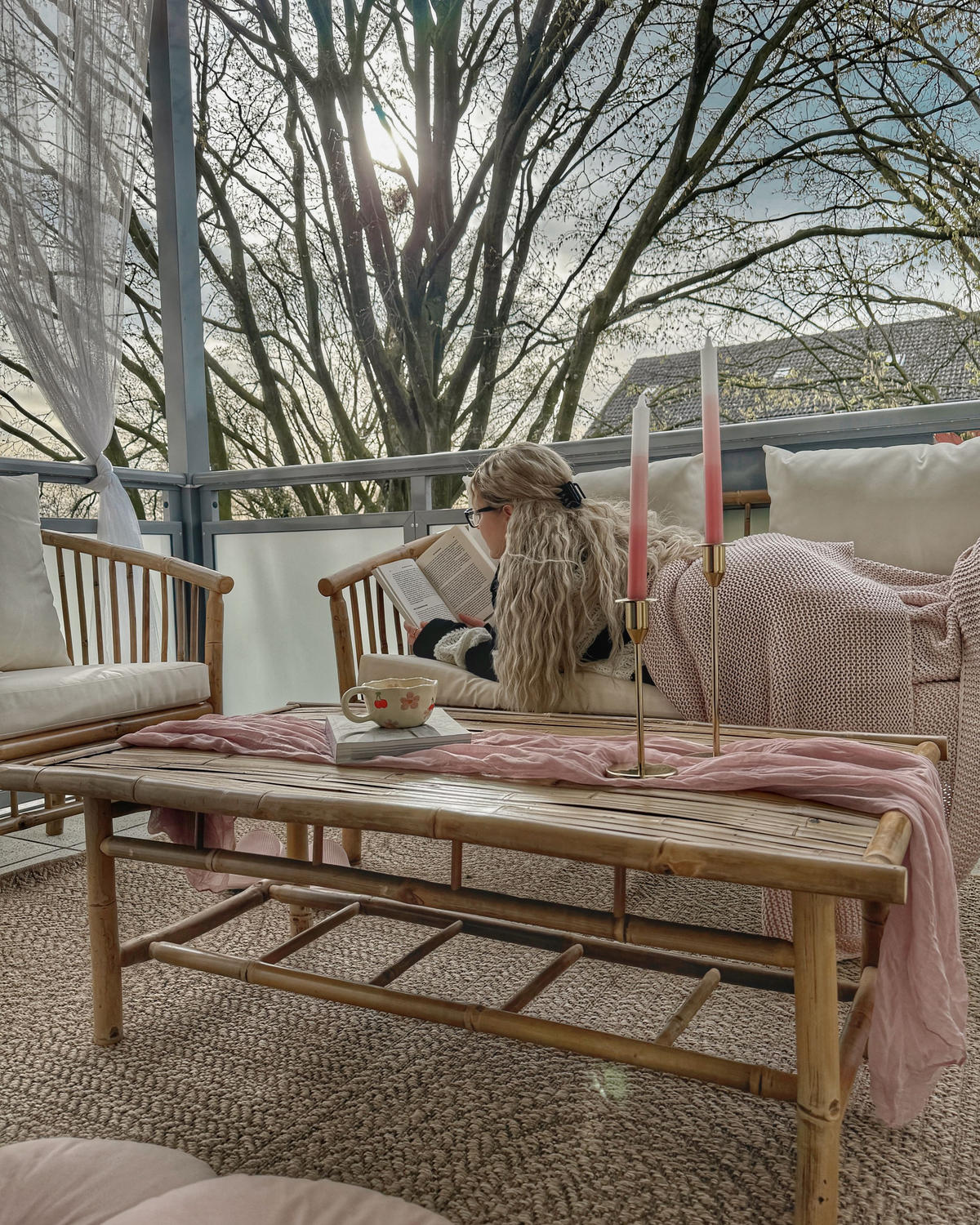 LOUNGE SADA 4-místná světle hnědá Maggiore - světle hnědá, dřevo - Beliani