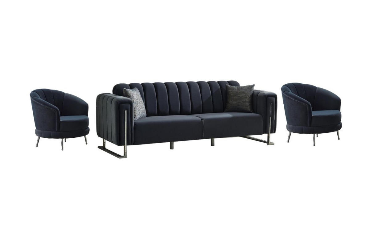 SITZGARNITUR Himalaya Anthrazit Stellvariante:3+1+1 - Schwarz, Holz/Textil (230/85/90cm) - Villa Möbel