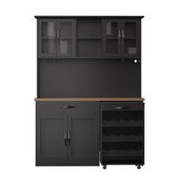 BUFFETSCHRANK Rollwagen Schwarz 140/38/180 cm - Schwarz, Holz (140/180/38cm) - PANGIVO