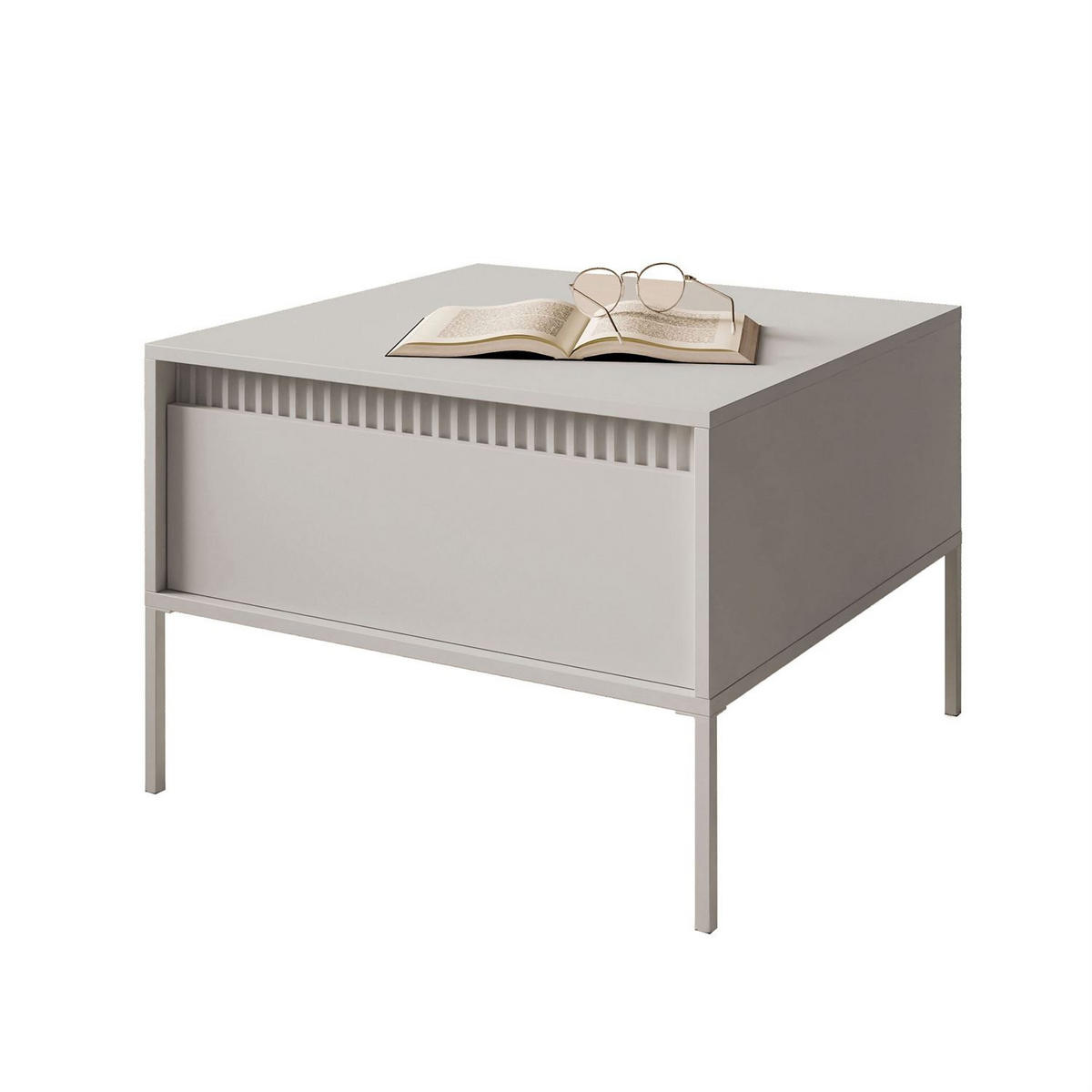 COUCHTISCH YASUMI mit Schublade beige - Beige, Holzwerkstoff (68/68/48.4cm) - Lookway