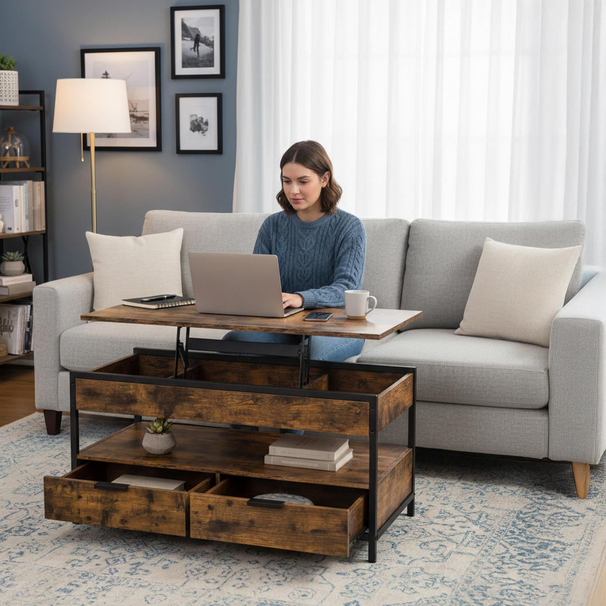 COUCHTISCH - Braun, Holzwerkstoff/Metall (50/100/63cm) - Relaxdays