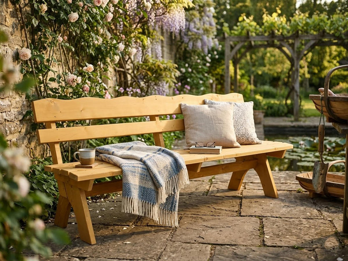 GARTENBANK Drieburg 4-Sitzer 200cm aus Kiefer massiv - Braun, Holz (200/82/60cm) - TPFGarden