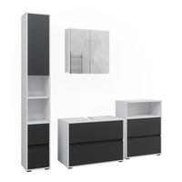 BADMÖBEL-SET Maltin Weiß/Anthrazit 4 Teile - Anthrazit/Weiß, Holzwerkstoff (80/58/40cm) - Vicco