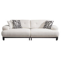 SOFA Panda 3-Sitzer Webstoff Creme - Creme, Holz/Textil (240/82/105cm) - Villa Möbel
