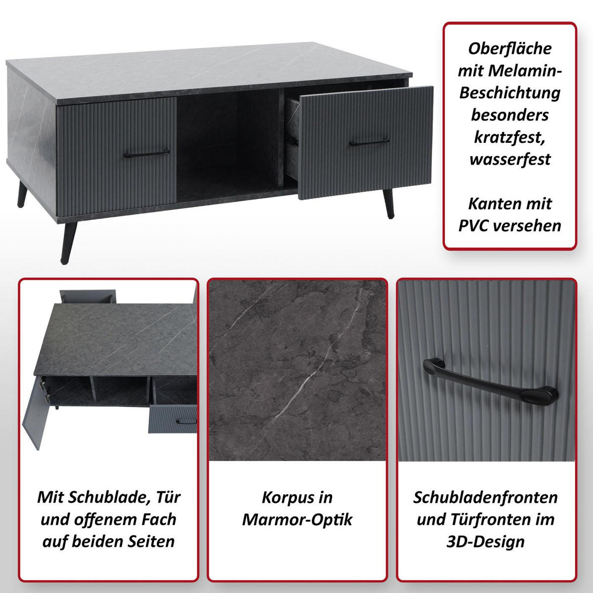 COUCHTISCH eckig Grau - Grau, Holz (60/100/43cm) - MCW