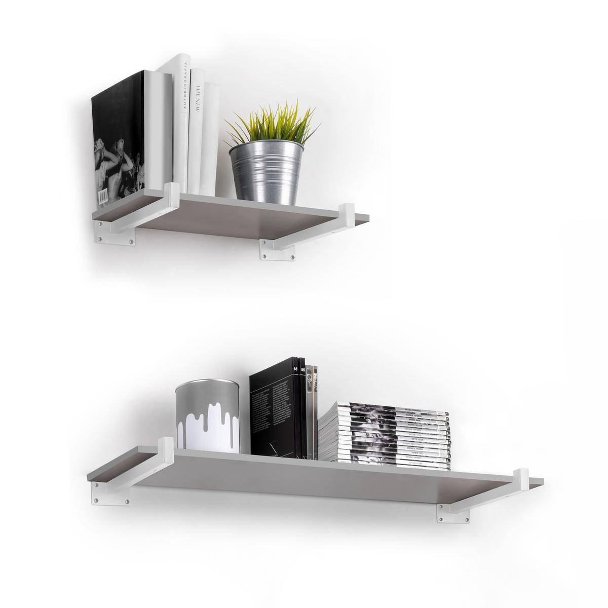 TRÄGER-SET für Regale in Holz Shelf mit Vierkantrohr, Stahl, Weiß - Weiß, Metall (11/5/24.5cm) - EMUCA