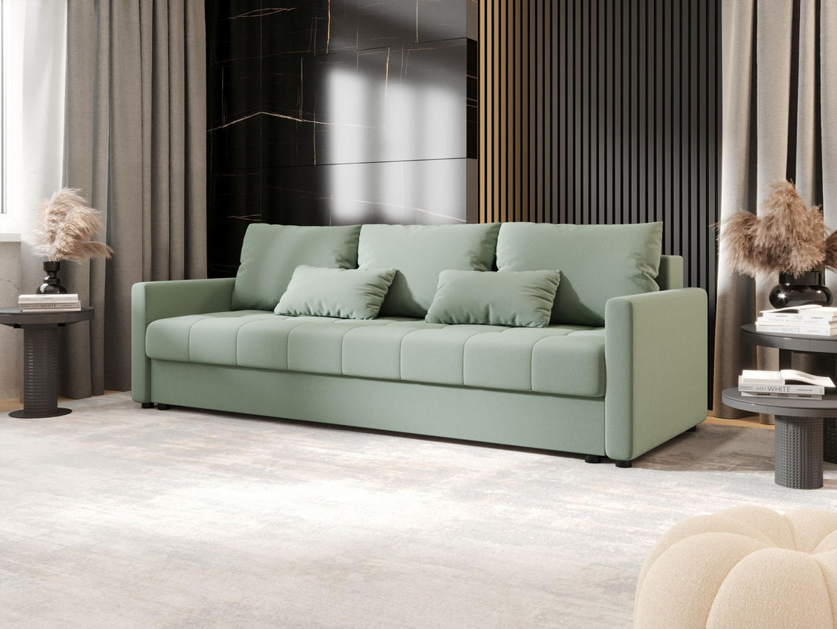 SOFA MOS mit Schlaffunktion COSMIC 16 mit Stauraum - Hellgrün, Textil (84/72/220cm) - Bedante