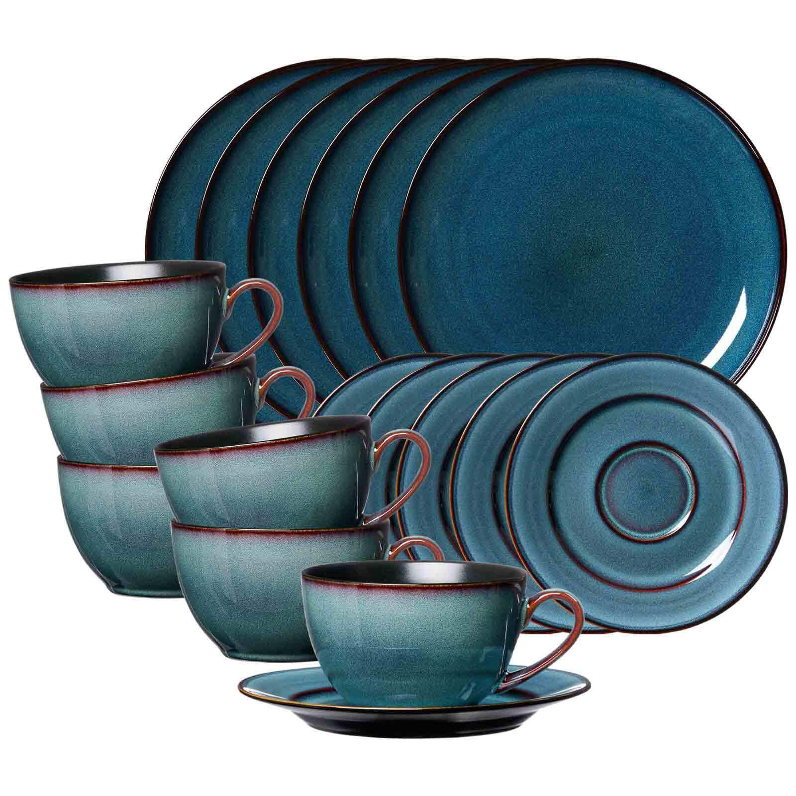 KAFFEESERVICE Bali blau 18er Set - Blau, Keramik (1/1/1cm) - Ritzenhoff Breker